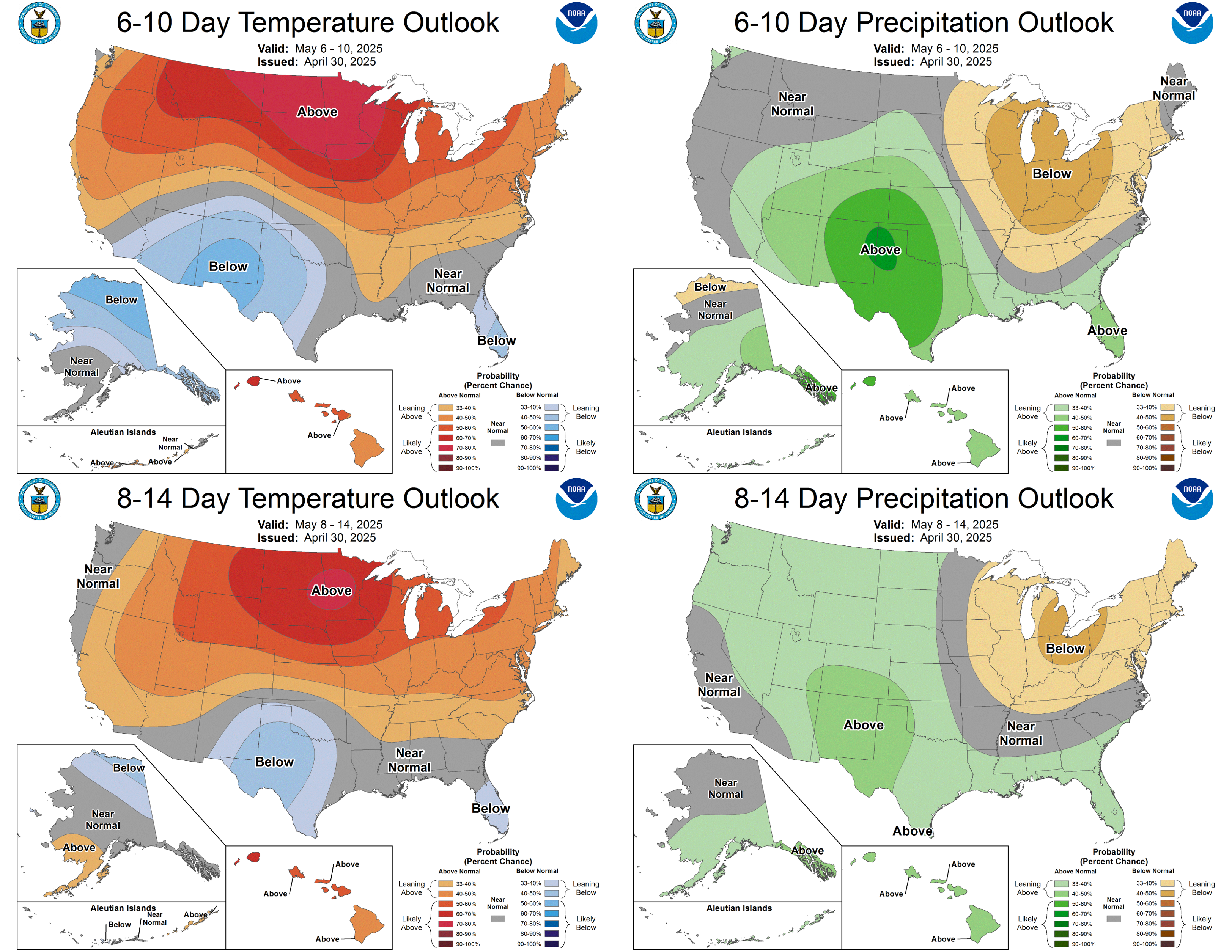 The 6-10 and 8-14 temperature and precipitation forecast for the U.S.